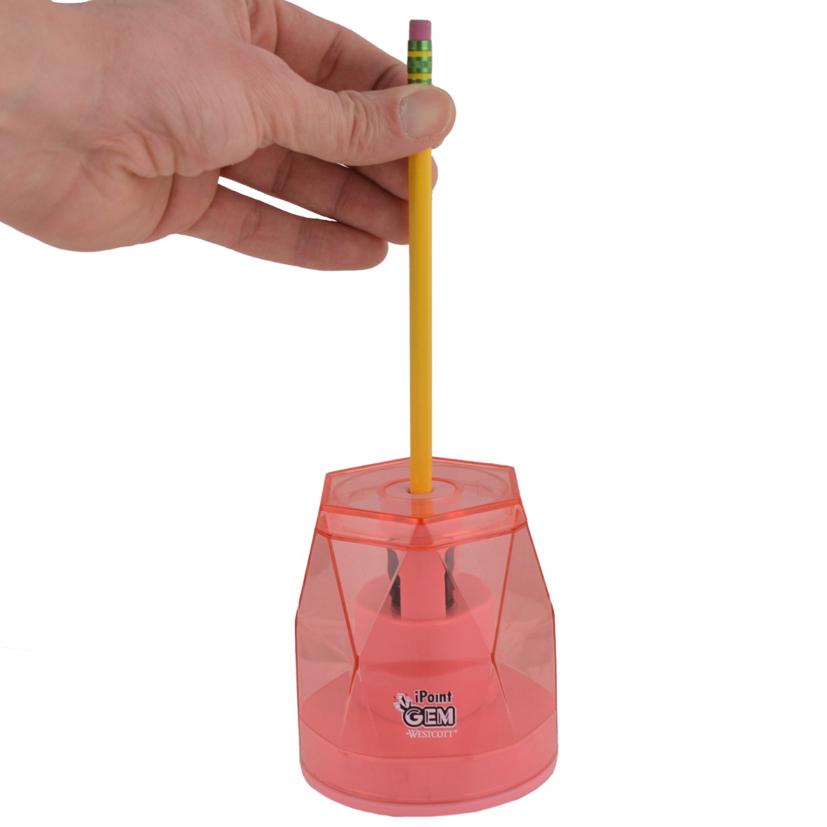 Westcott iPoint® GEM Battery Pencil Sharpener, Pink (00578-PARENT)