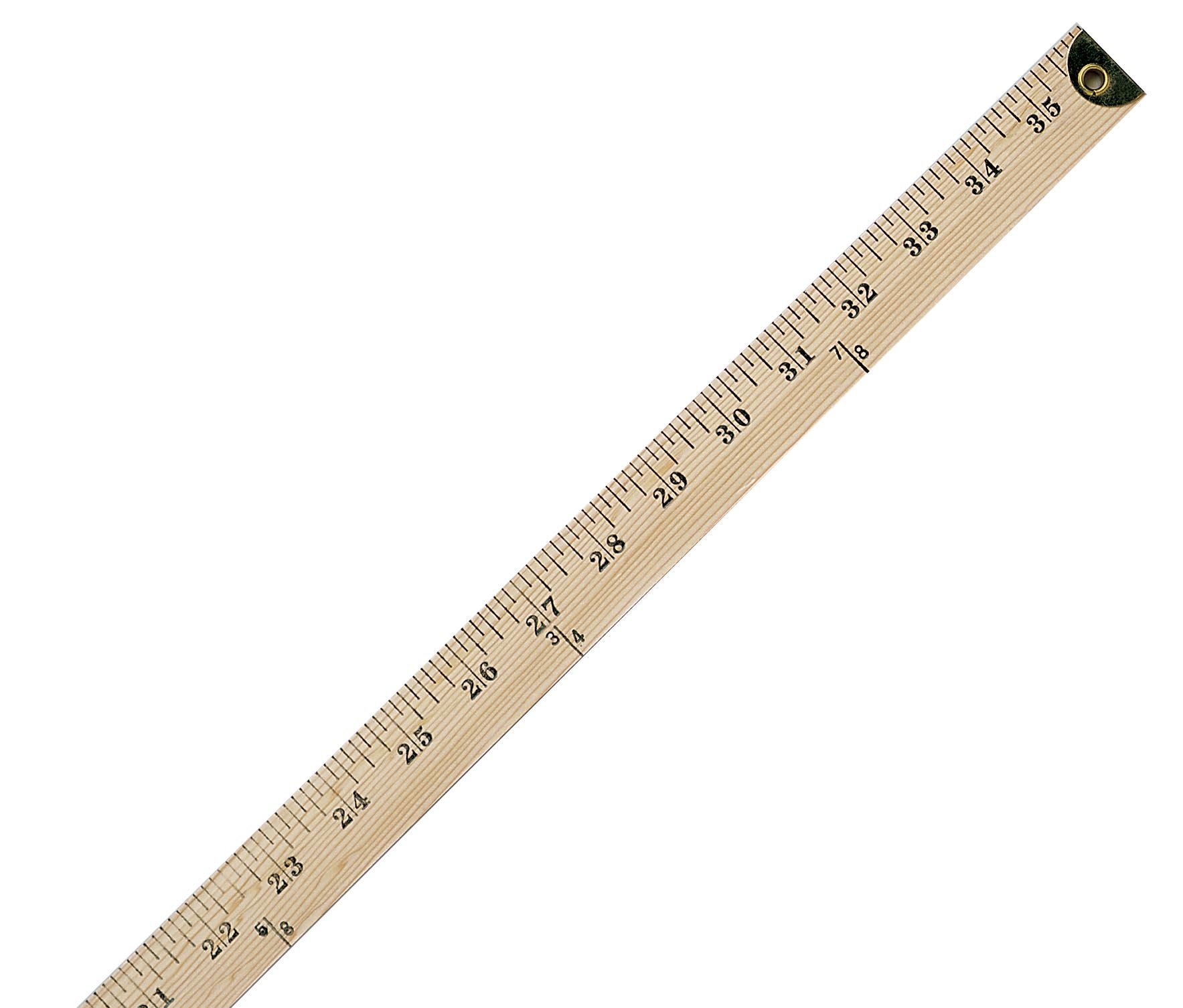 10425 Westcott Wooden Yardstick with Hang Hole and Brass Ends - New Clear Lacquer Finish 