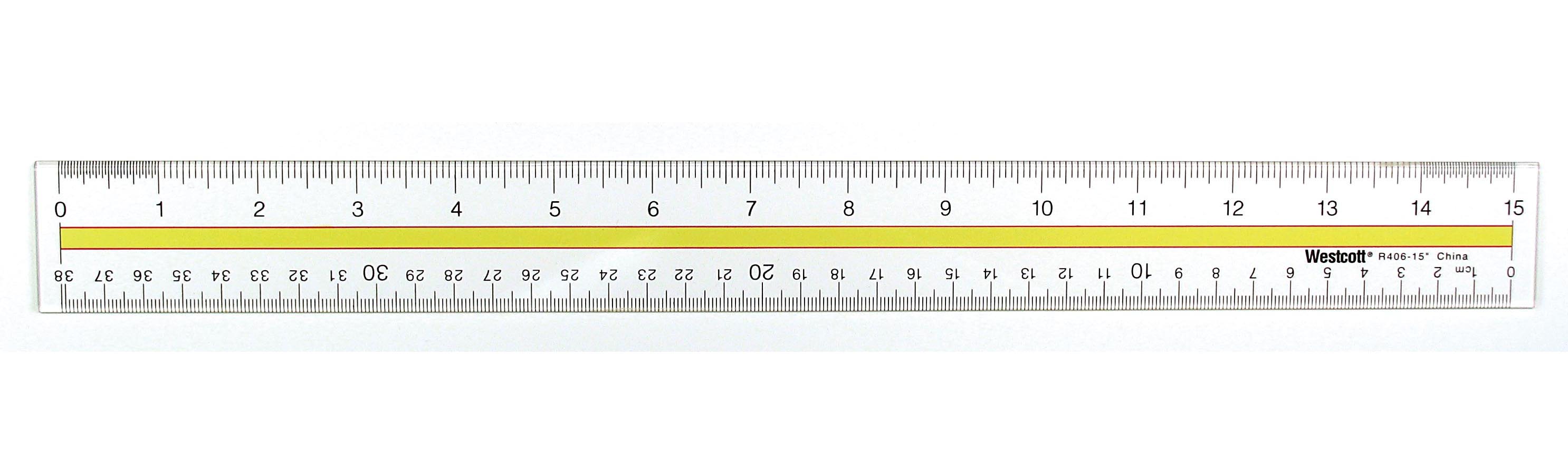Westcott Acrylic Data Highlight Reading Ruler With Tinted Guide, 15" Clear (10580)
