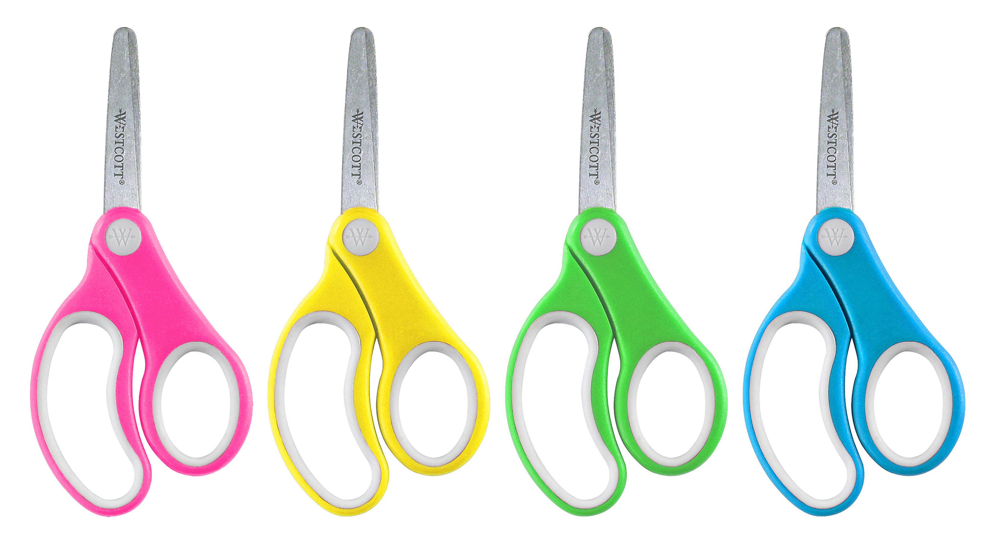 Select Colour Westcott 5" Softgrip Safety Scissors Children Rounded Blunt Tips 