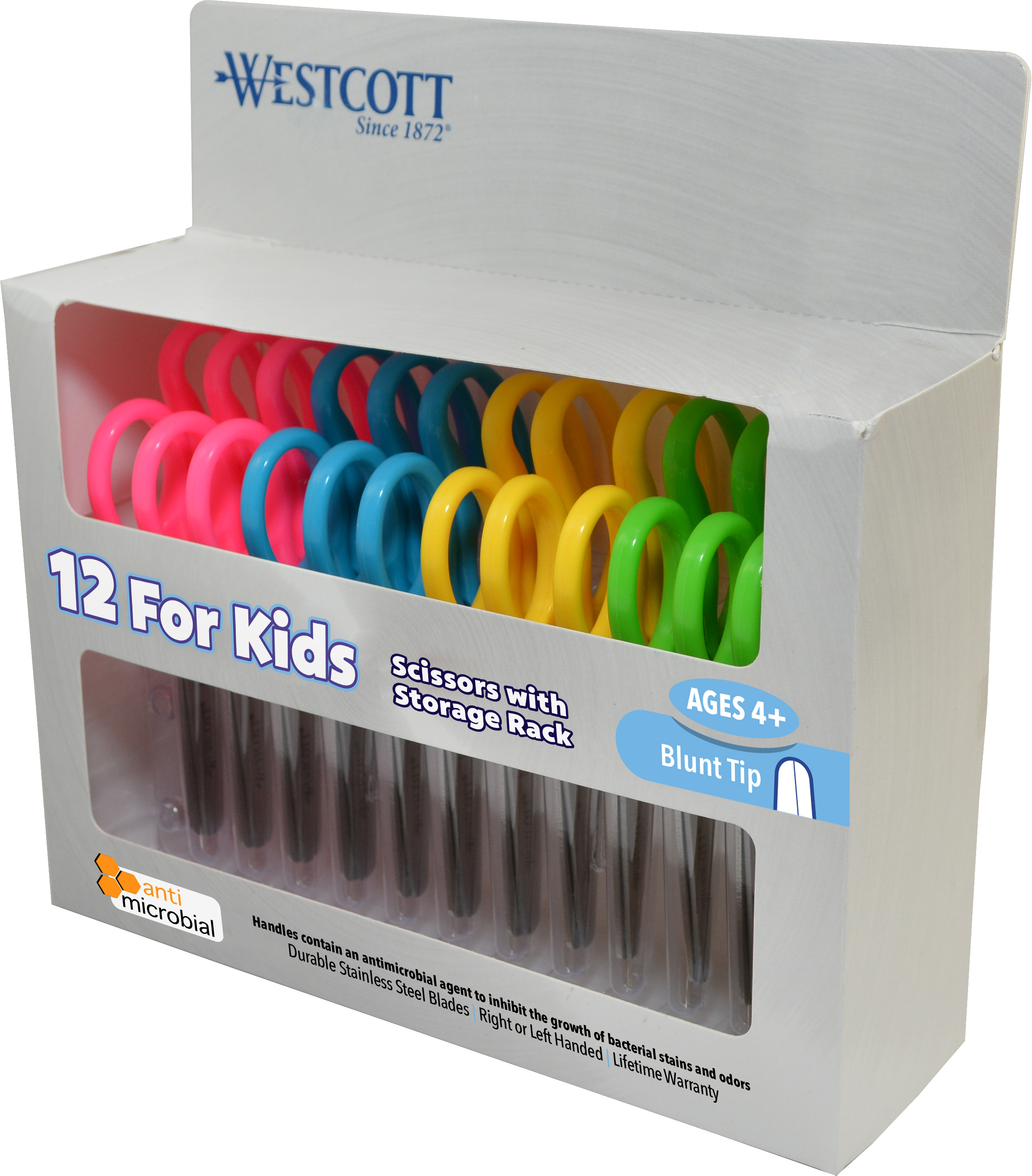 Westcott 5" School Pack of Kids Scissors with Anti-Microbial Protection, Blunt, Assorted Colors (Pack of 12) (14871)