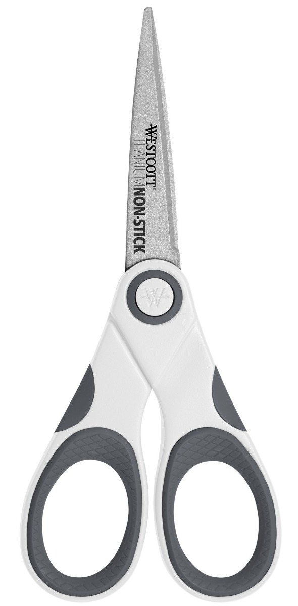 Westcott 5" Titanium Bonded Non-Stick Scissors with Microtip, White (15130)