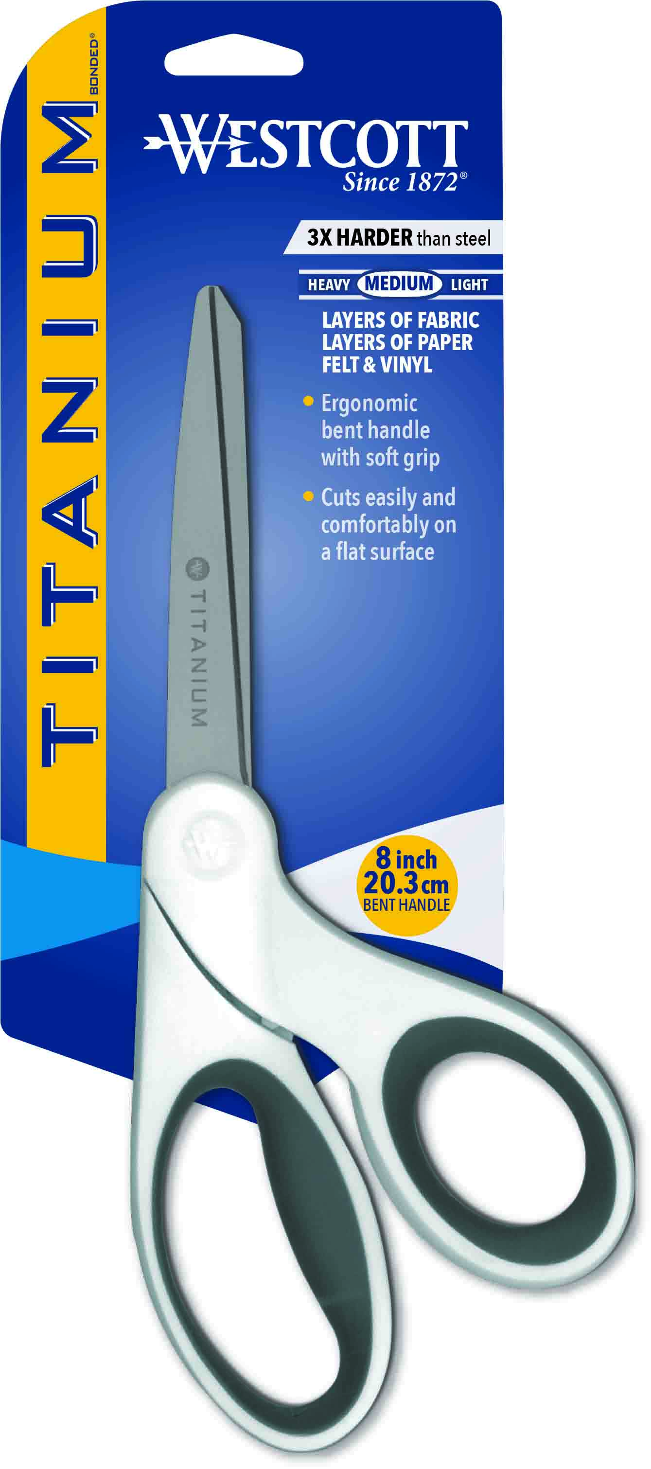 Westcott Holiday Titanium Bent for Craft Glitter Scissors - Red - 8 in