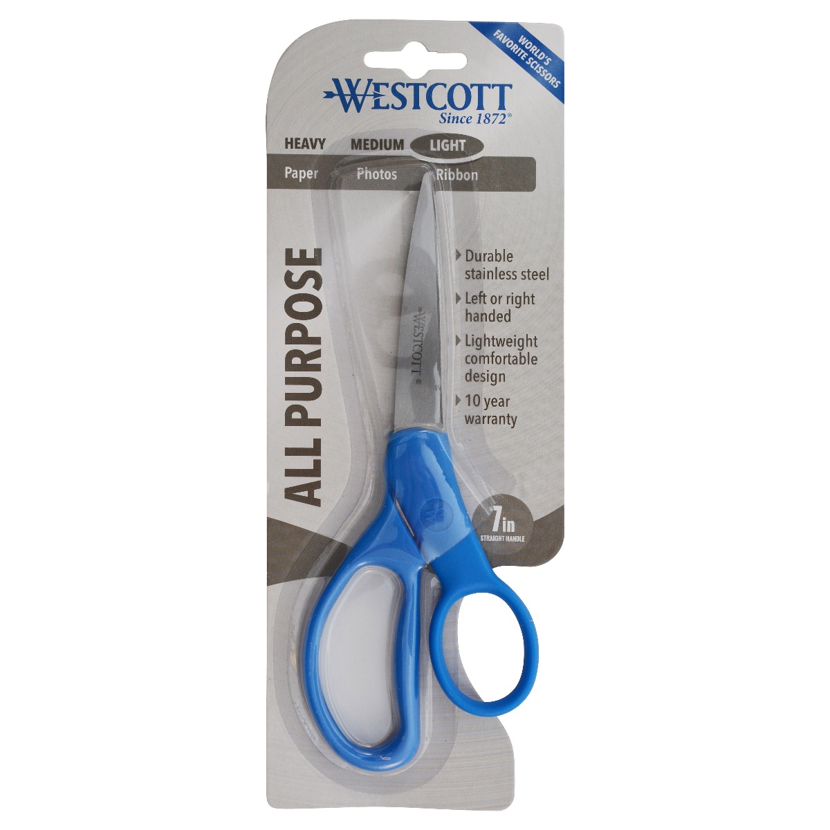 Westcott - Westcott 7 All Purpose Preferred Stainless Steel Scissors, Blue  (43217)