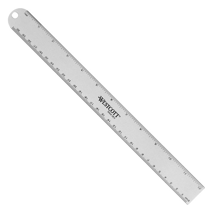 Westcott 12" English and Metric Anodized Aluminum Ruler, Assorted Colors (14174)