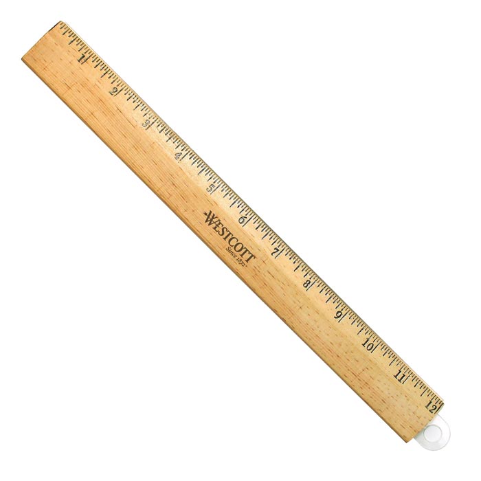 Westcott 12" Wood Ruler With Single Metal Edge (10381)