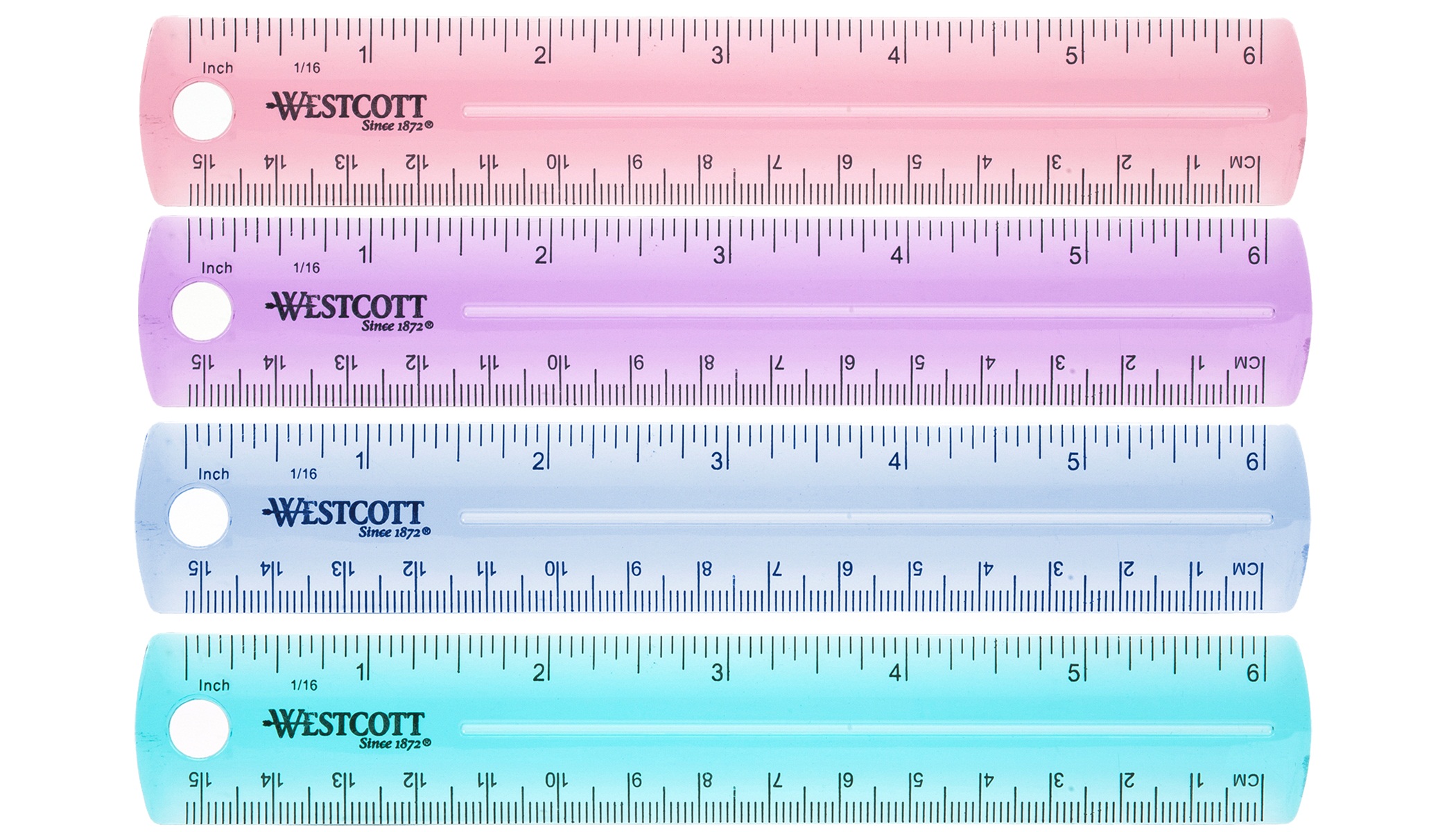 Westcott 6" Plastic Ruler, Assorted Colors (00412)