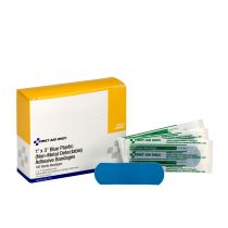 1"x3" Plastic Bandages Blue, 100 per Box 