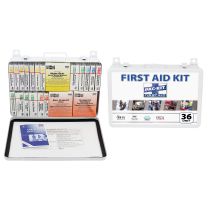 36 Unit First Aid Kit with BBP and CPR, Metal Case 