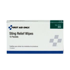 First Aid Only Sting Relief Wipes, 10 Per Box