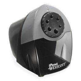 Westcott iPoint Aura Electric Pencil Sharpener, with Manual Sharpener & Erasers, Black