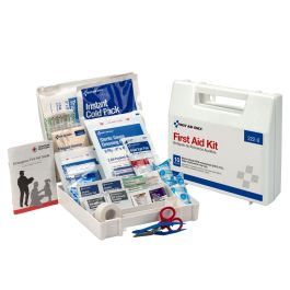 10 Person First Aid Kit, Plastic Case with Dividers