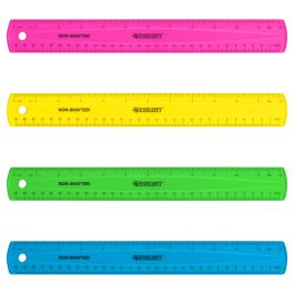 Westcott Shatterproof, 12 Plastic Ruler, 0.05 lb., Assorted Colors,  Transparent, 1-Count 
