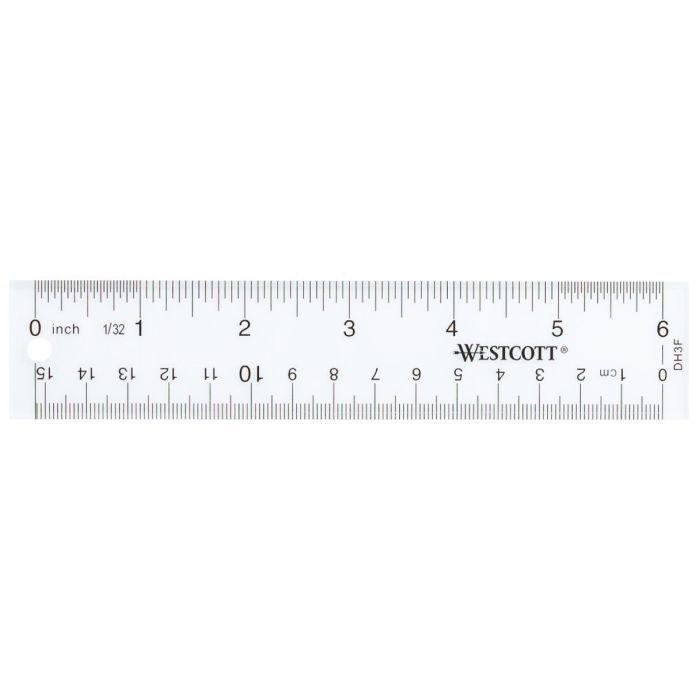 Magnet-backed 6 metal ruler