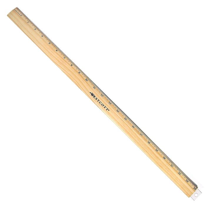 Westcott 24 Wood Ruler With Hang Tab and Single Metal Edge (10384)