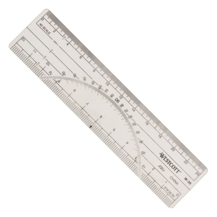 Westcott 6 10ths Transparent Graph Ruler, Inches/Metric, Translucent Color  (W-20)