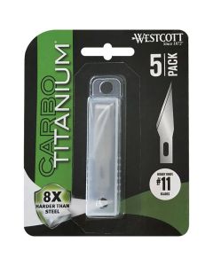 Westcott 5-Pack CarboTitanium® Hobby Knife #11 Standard Replacement Blade (16964)