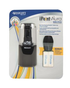 Westcott iPoint Aura Titanium Nonstick Electric Pencil Sharpener (each includes bonus manual sharpener + 2 erasers) Black (17541-PARENT)
