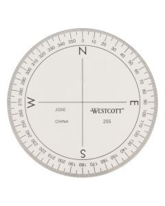 Westcott 3 1/2" 360 Degree Compass Protractor, Transparent (255)