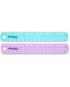 Westcott 6" Plastic Ruler, Assorted Colors (2 pack) (00414)