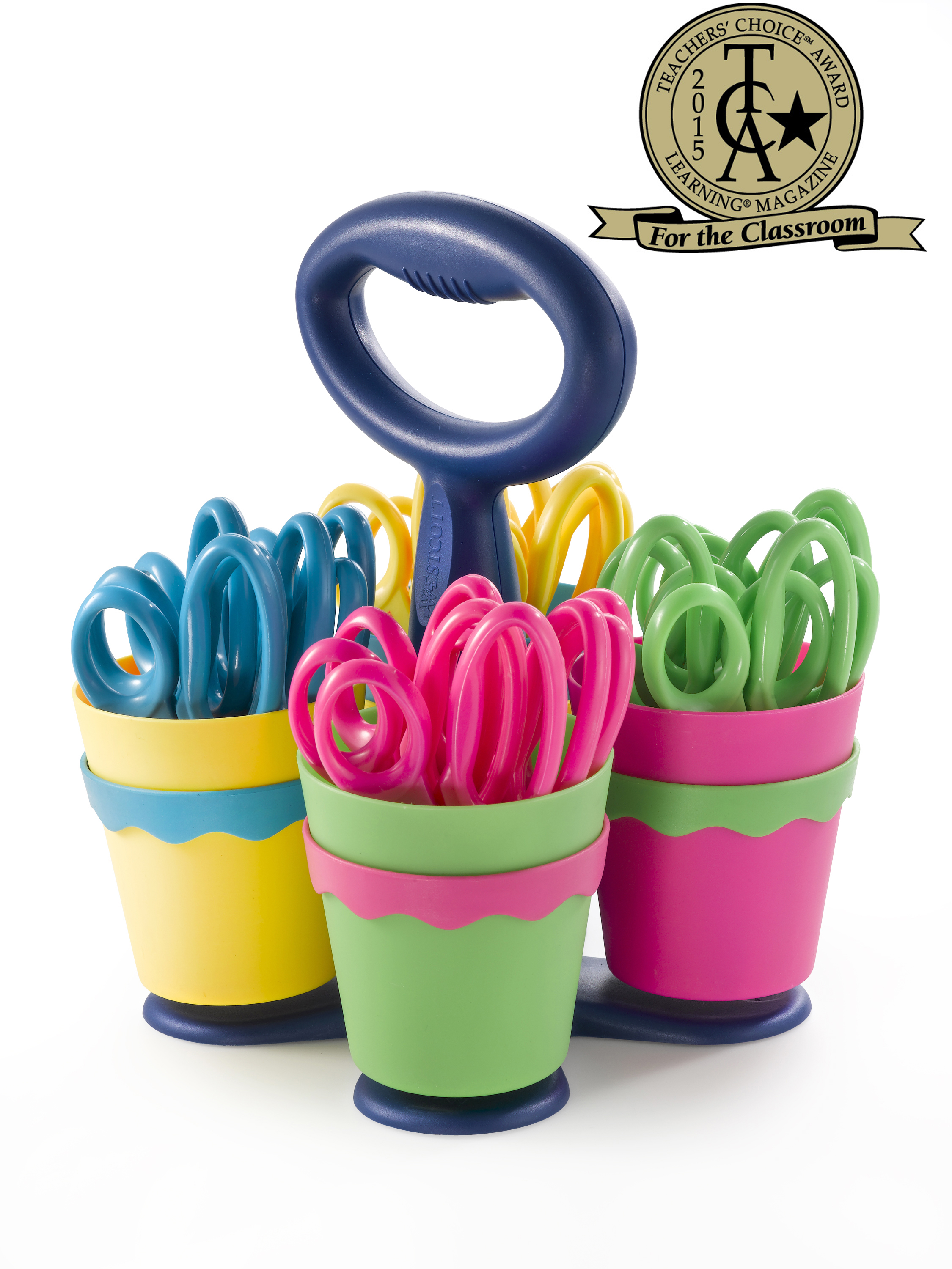 Westcott School Scissor Caddy with 24 Pointed 5" Kids Scissors with Anti-Microbial Protection (14755)