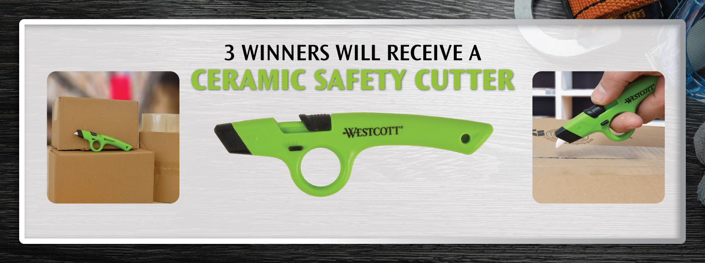 Westcott Safety Ceramic Blade Box Cutter, 6.15 in, Green